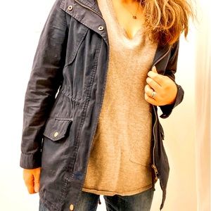 Navy Zip Up Parka